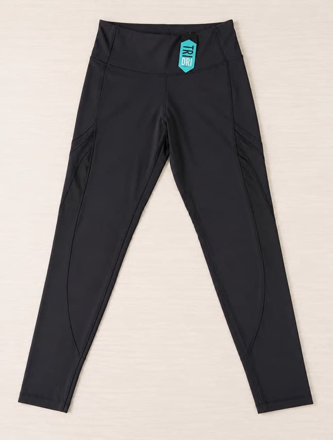 Women's performance leggings and shorts in 90% recycled polyester / 10% elastane, 260–300 GSM