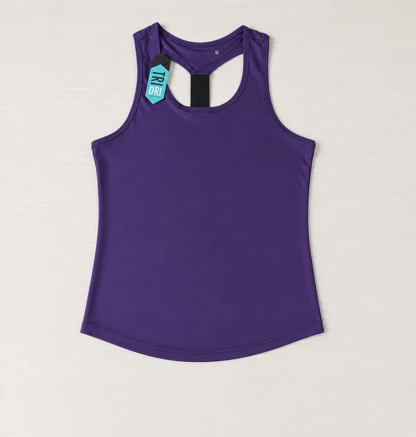 Ladies racerback performance vest tops in moisture-managing recycled polyester