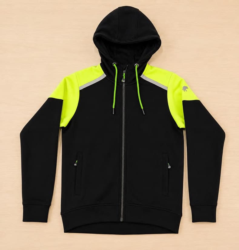 ALLIGO workwear contrast hoodie, full-zip and crew neck in 70% cotton / 30% polyester fleece, 300 GSM