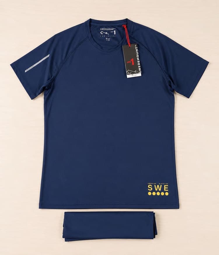 Swedemount X-Trail men's tee and ladies/men's singlet in 83% recycled polyester, 150 GSM
